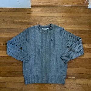U.S. Polo Assn. Gray Ribbed Crewneck Sweater